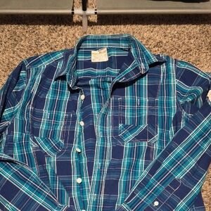 Marc Ecko Navy and White Plaid Shirt